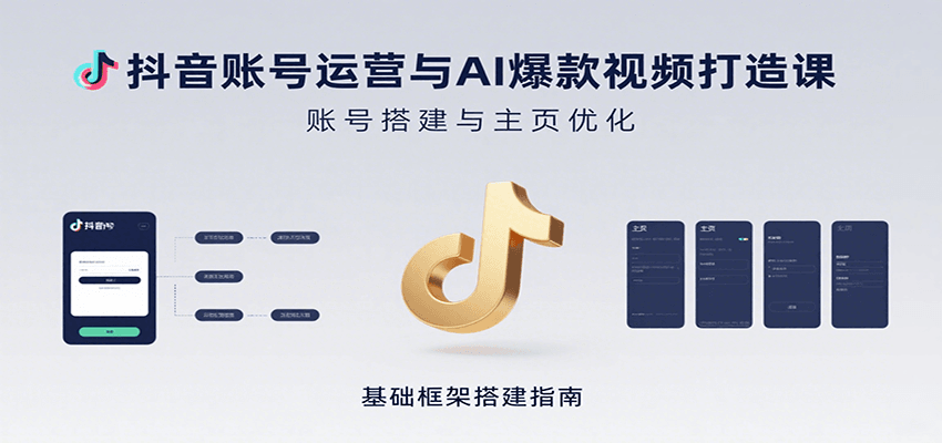 抖音账号运营与AI爆款视频打造课：含账号搭建、运营及多种AI特效视频制作方法-鼎铸网