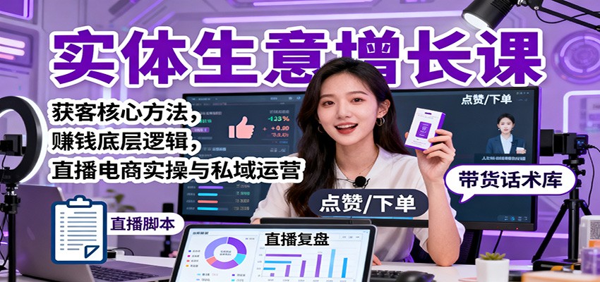 实体生意增长课：获客核心方法，赚钱底层逻辑，直播电商实操与私域运营-鼎铸网