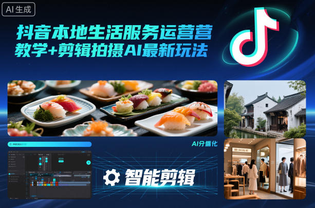 抖音本地生活服务运营教学+剪辑拍摄AI最新玩法-鼎铸网