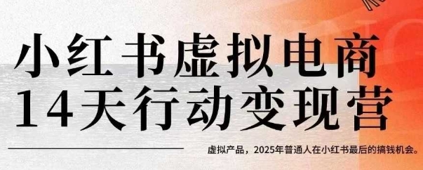 小红书虚拟电商14天变现训练营，虚拟产品，2025年普通人在小红书最后的搞钱机会-鼎铸网