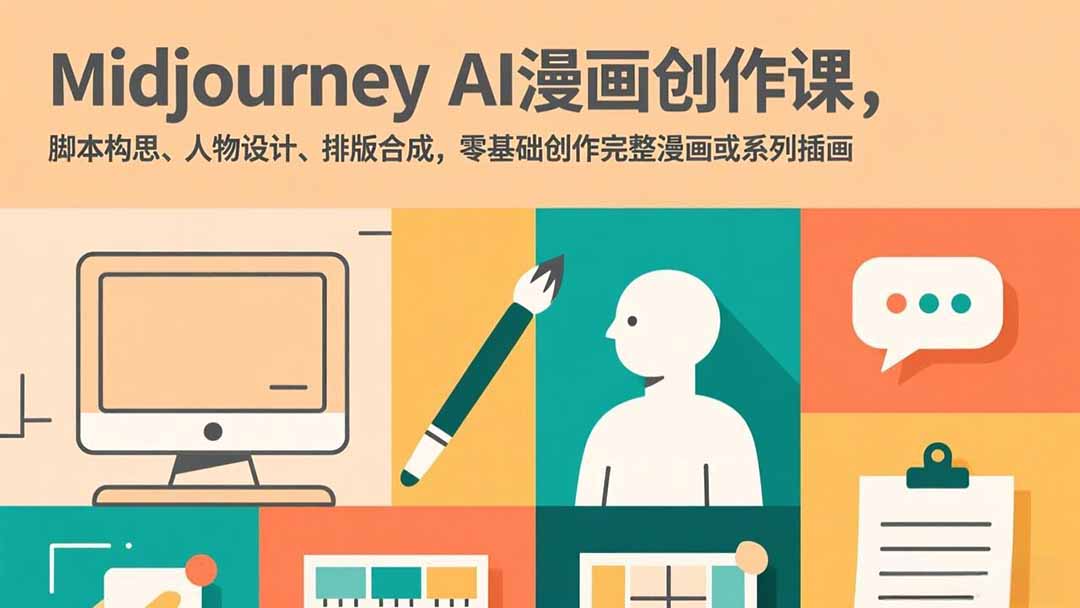Midjourney AI漫画创作课，脚本构思、人物设计、排版合成，零基础创作完整漫画或系列插画-鼎铸网