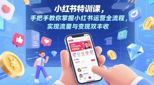 小红书特训课，手把手教你掌握小红书运营全流程，实现流量与变现双丰收-鼎铸网