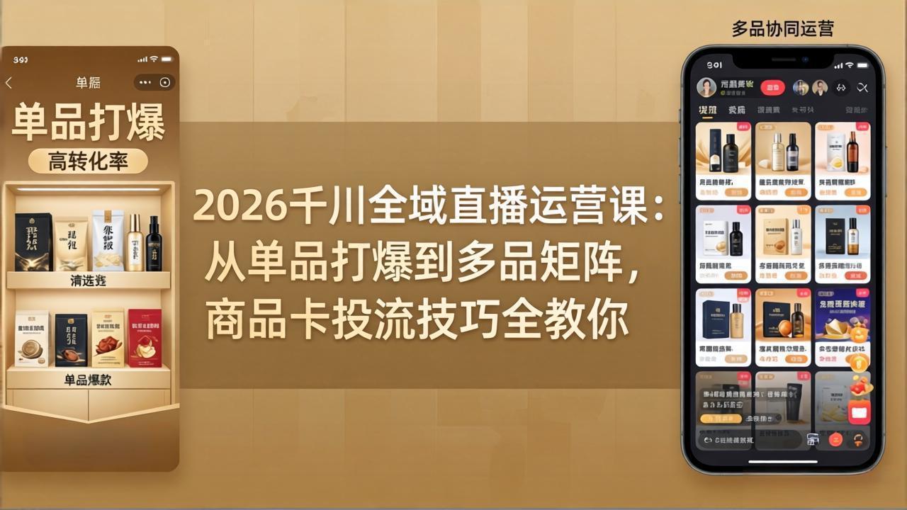 2026千川全域直播运营课：从单品打爆到多品矩阵，商品卡投流技巧全教你-鼎铸网