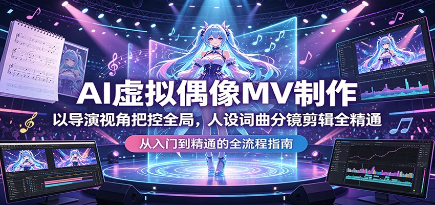 AI虚拟偶像MV制作：以导演视角把控全局，人设词曲分镜剪辑全精通-鼎铸网