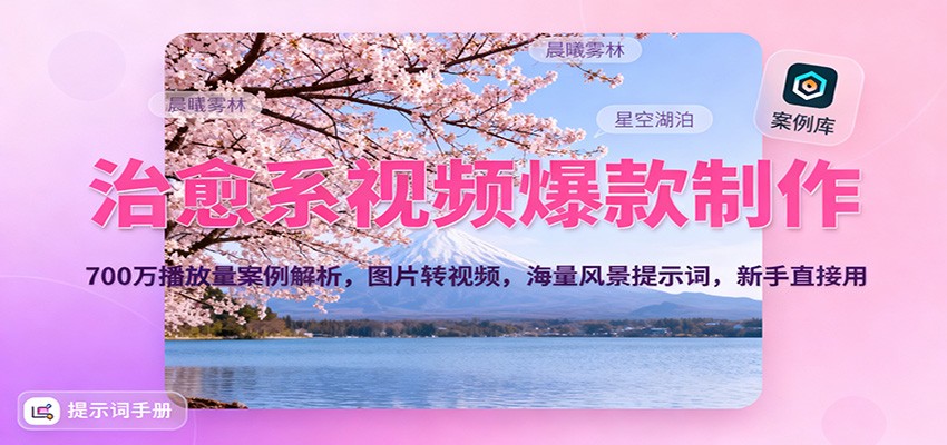 治愈系视频爆款制作，700万播放量案例解析，图片转视频，海量风景提示词，新手直接用-鼎铸网