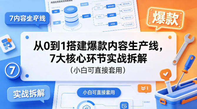 从0到1搭建爆款内容生产线，7大核心环节实战拆解(小白可直接套用)-鼎铸网
