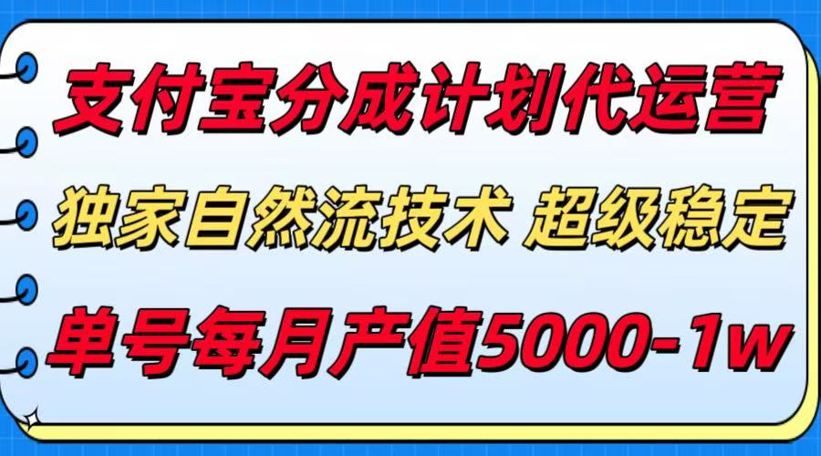 支付宝分成计划代运营，独家自然流技术，收益稳定，单号月产5000＋-鼎铸网
