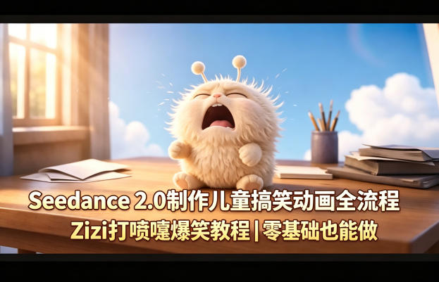 Seedance 2.0制作儿童搞笑动画全流程Zizi打喷嚏爆笑教程｜零基础也能做-鼎铸网