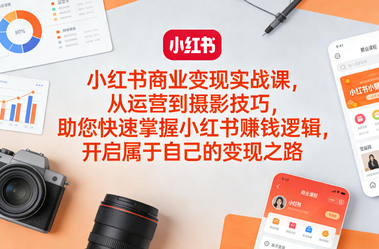 小红书商业变现实战课，从运营到摄影技巧，助您快速掌握小红书賺钱逻辑，开启属于自己的变现之路-鼎铸网