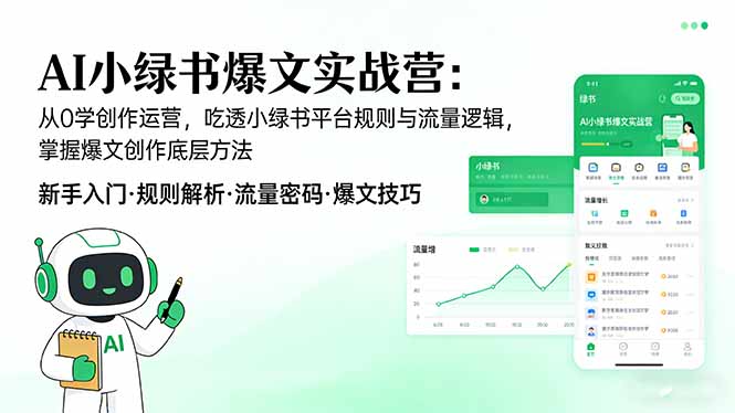 AI 小绿书爆文实战营：从0学创作运营，吃透小绿书平台规则与流量逻辑，掌握爆文创作底层方法-鼎铸网