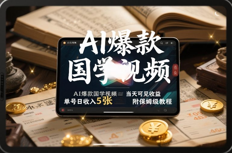 AI爆款国学视频，独家起号方法，小白直接上手，当天可见收益，单号日收入5张+附保姆级教程-鼎铸网