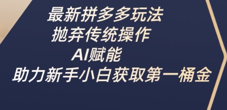 最新拼多多玩法，抛弃传统操作，AI赋能，助力新手小白获取第一桶金-鼎铸网