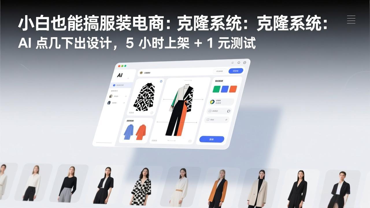 小白也能搞服装电商：克隆系统：AI 点几下出设计，5 小时上架 + 1 元测试-鼎铸网
