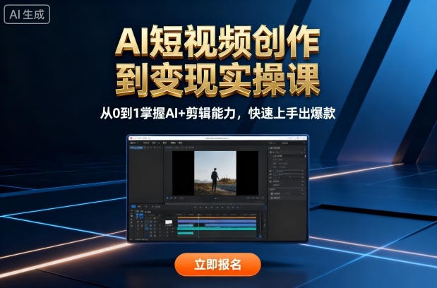 aff2b9e2300bad26e9295e6c69ee854b.jpeg AI短视频创作到变现实操课,从0到1掌握AI+剪辑能力,快速上手出爆款(更新10月)