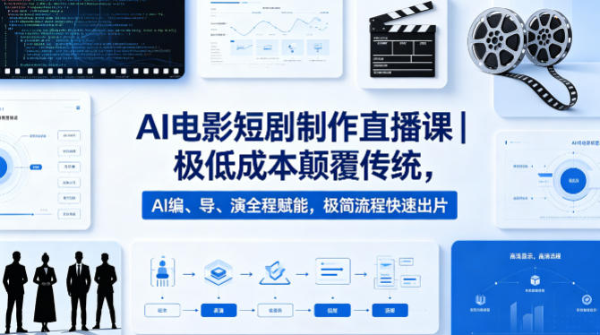 AI电影短剧制作直播课｜极低成本颠覆传统，AI编、导、演全程赋能，极简流程快速出片-鼎铸网