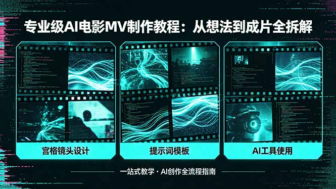 专业级AI电影MV制作教程，从想法到成片全拆解，宫格镜头+提示词模板+AI工具一站式教学-鼎铸网