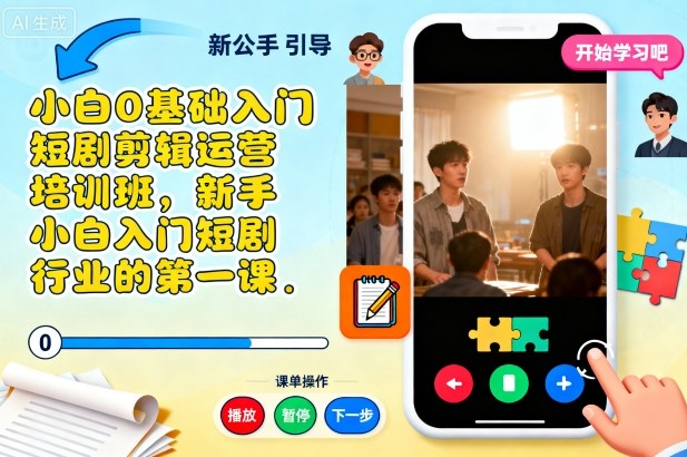 小白0基础入门短剧剪辑运营培训班，新手小白入门短剧行业的第一课-鼎铸网