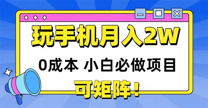 玩玩手机月入20000+，0成本小白必做项目，可矩阵-鼎铸网