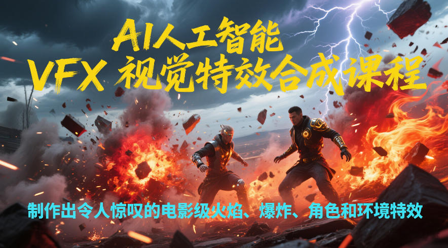 AI人工智能VFX视觉特效合成课程，制作出令人惊叹的电影级火焰、爆炸、角色和环境特效-鼎铸网