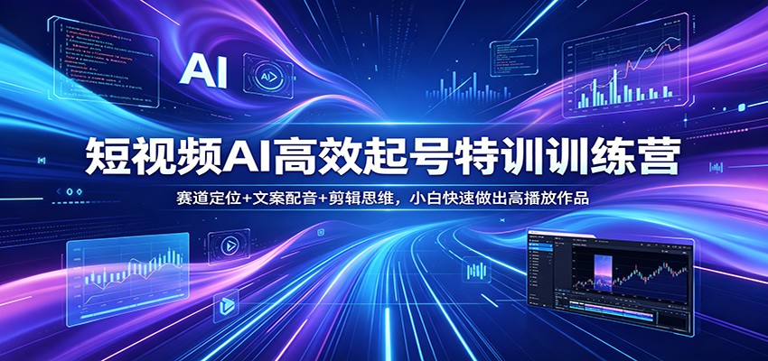 短视频AI高效起号特训训练营：赛道定位+文案配音+剪辑思维，小白快速做出高播放作品-鼎铸网