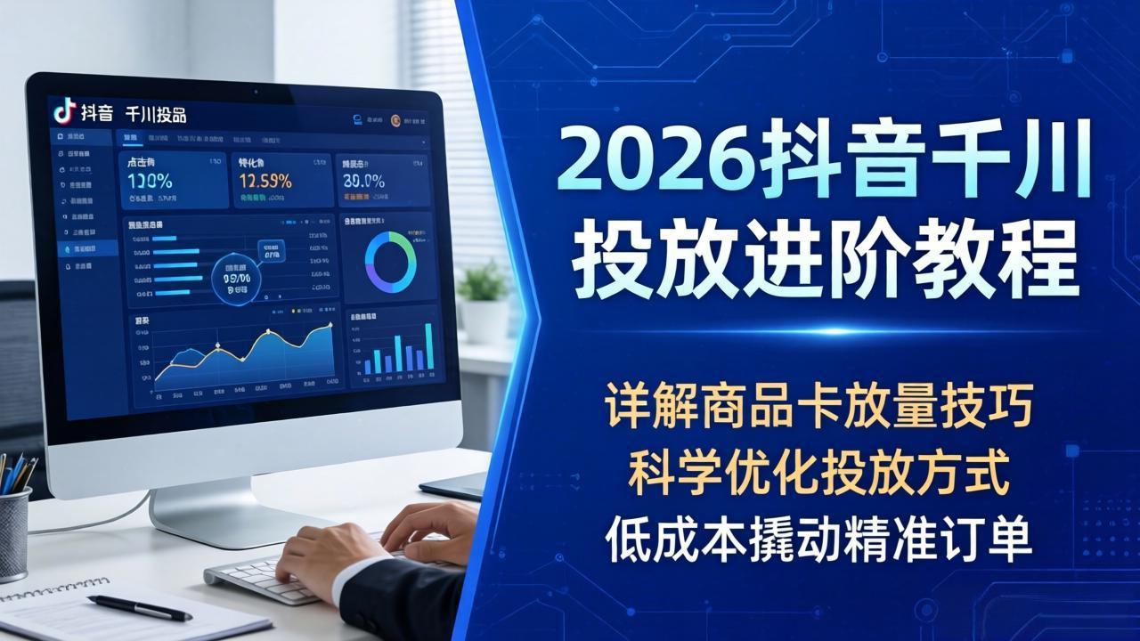 2026抖音千川投放进阶教程，详解商品卡放量技巧，科学优化投放方式，低成本撬动精准订单-鼎铸网