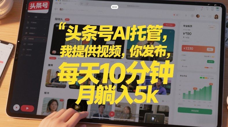 头条号AI托管，我提供视频，你发布，每天10分钟，月躺入5k+【揭秘】-鼎铸网