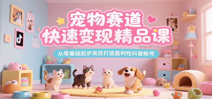 宠物赛道快速变现精品课，从零基础起步高效打造盈利性抖音账号-鼎铸网