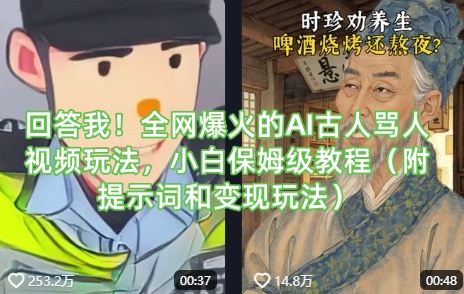 回答我！全网爆火的AI古人骂人视频玩法，小白保姆级教程(附提示词和变现玩法)-鼎铸网