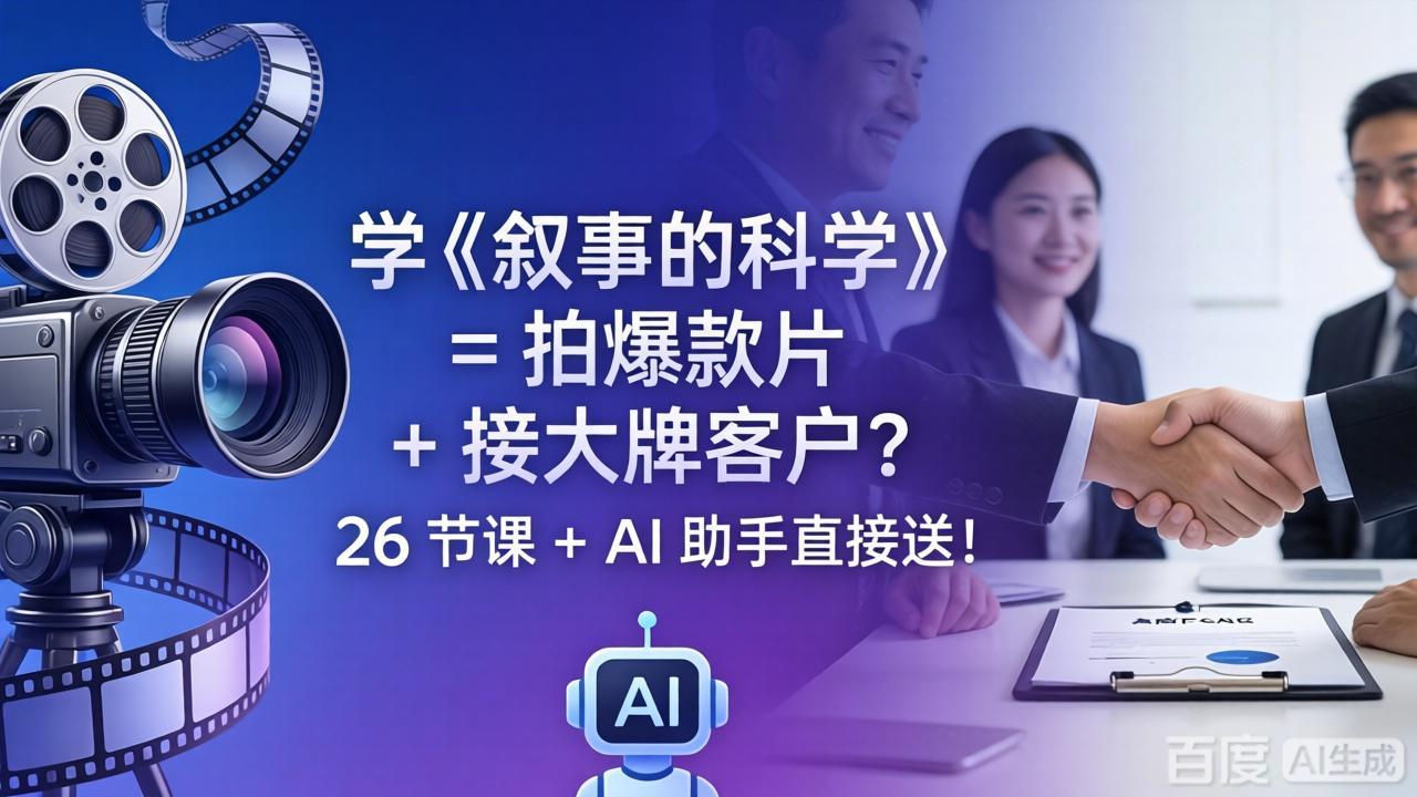 学《叙事的科学》= 拍爆款片 + 接大牌客户？26 节课 + AI 助手直接送！-鼎铸网