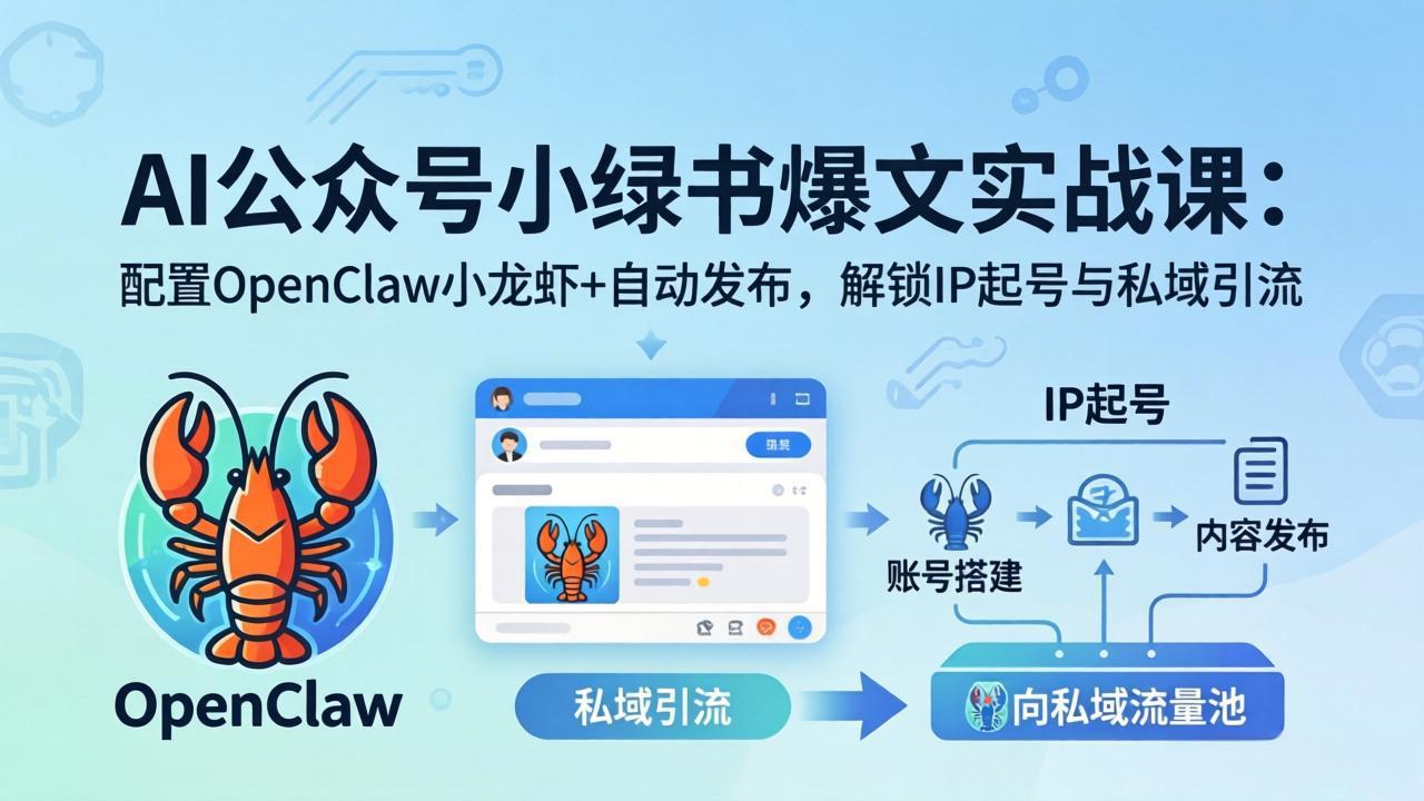 AI公众号小绿书变现实战课：小绿书爆文写作+OpenClaw自动发布，解锁IP起号与私域引流-鼎铸网