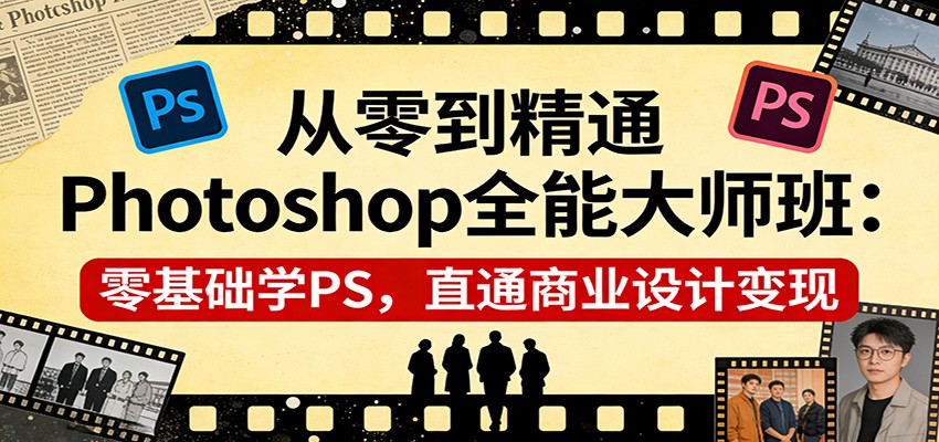 从零到精通Photoshop全能大师班：零基础学PS，直通商业设计变现-鼎铸网