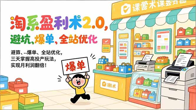 淘系盈利术2.0，避坑、爆单、全站优化，三天掌握高投产玩法，实现月利润翻倍！-鼎铸网