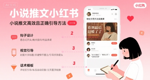 小说推文小红书高转化引导方法实操课，小说推文高效且正确引导方法-鼎铸网