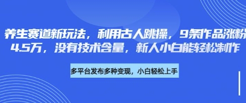 养生赛道新玩法，利用古人跳操，9条作品涨粉4.5W，没有技术含量，新人小白能轻松制作-鼎铸网