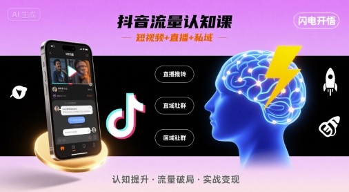 抖音流量认知课，短视频+直播+私域，认知提升，闪电开悟-鼎铸网