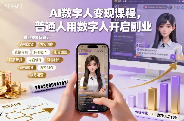 AI数字人变现课程，普通人用数字人开启副业-鼎铸网