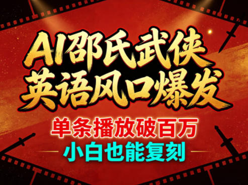 AI邵氏武侠英语风口爆发，单条播放破百万，小白也能复刻-鼎铸网