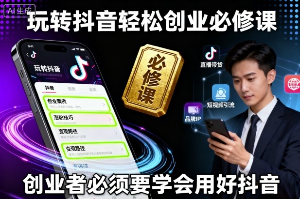 玩转抖音轻松创业必修课，创业者必须要学会用好抖音-鼎铸网
