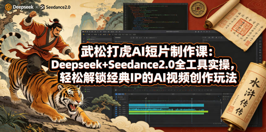 武松打虎AI短片制作课：Deepseek+Seedance2.0全工具实操，轻松解锁经典IP的AI视频创作玩法-鼎铸网