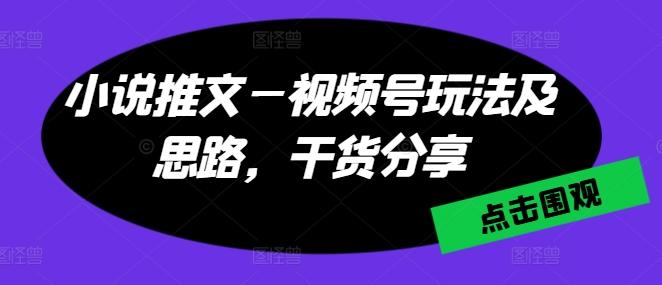 小说推文—视频号玩法及思路，干货分享-鼎铸网