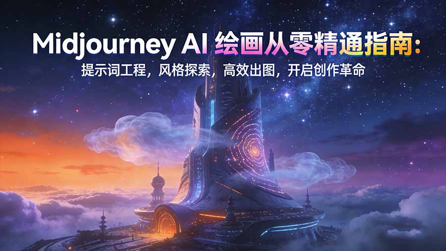 Midjourney AI绘画从零精通指南：提示词工程，风格探索，高效出图，开启创作革命-鼎铸网