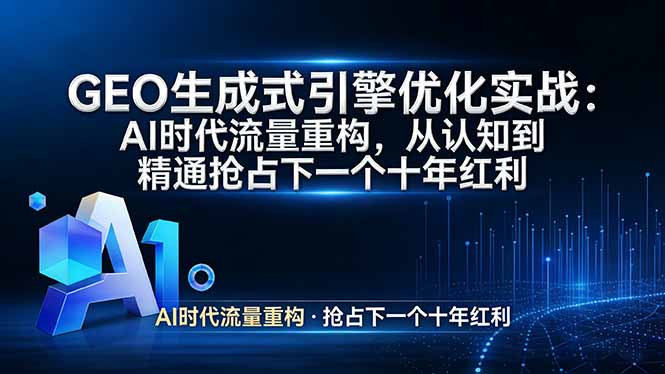 GEO 生成式引擎优化实战：AI时代流量重构，从认知到精通抢占下一个十年红利-鼎铸网