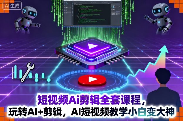 短视频Ai剪辑全套课程，玩转AI+剪辑，AI短视频教学小白变大神-鼎铸网