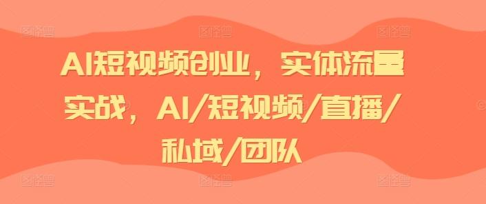 AI短视频创业，实体流量实战，AI/短视频/直播/私域/团队-鼎铸网