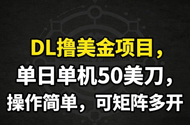 DL撸美金项目，单日单机50美刀，操作简单，可矩阵多开-鼎铸网