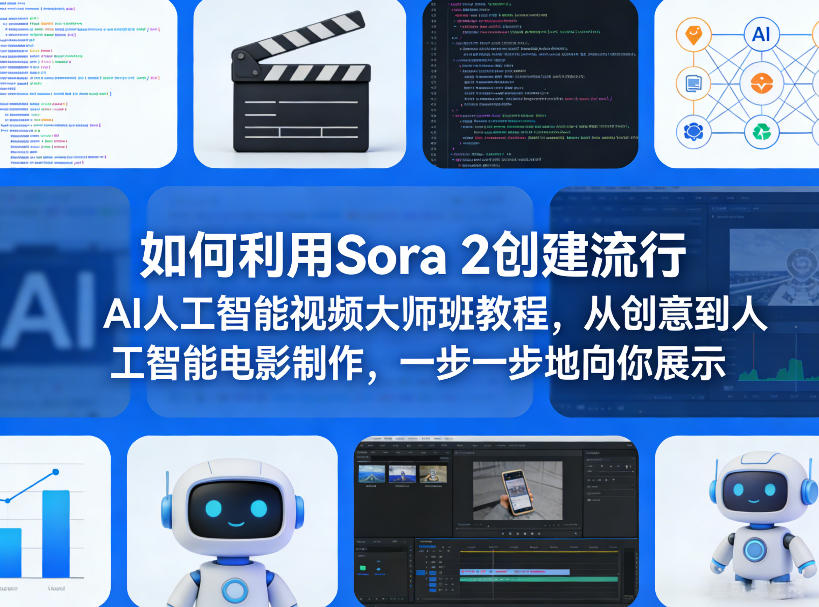 如何利用Sora 2创建流行AI人工智能视频大师班教程，从创意到人工智能电影制作，一步一步地向你展示-鼎铸网