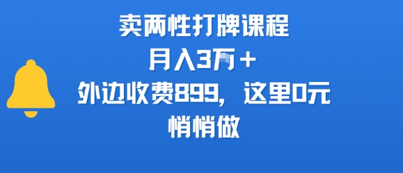 卖两性打牌课程，月入3W+外边收费899的课程，这里0元，悄悄做-鼎铸网