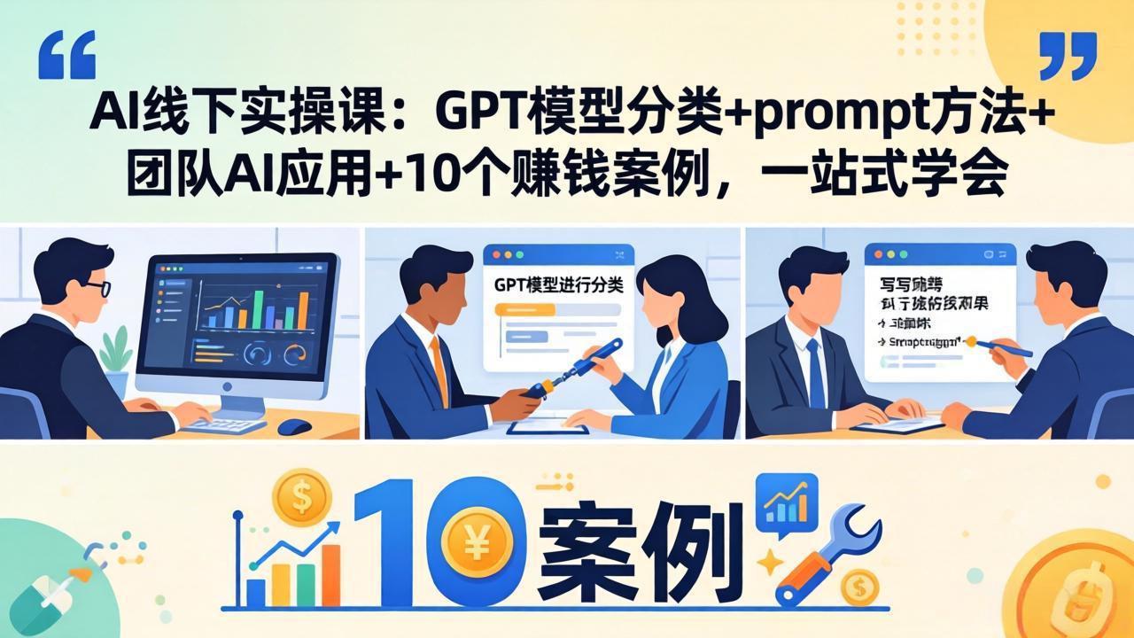 AI线下实操课：GPT模型分类+prompt方法+团队AI应用+10个赚钱案例，一站式学会-鼎铸网