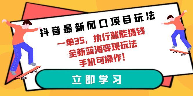 (9948期)抖音最新风口项目玩法，一单35，执行就能搞钱 全新蓝海变现玩法 手机可操作-鼎铸网