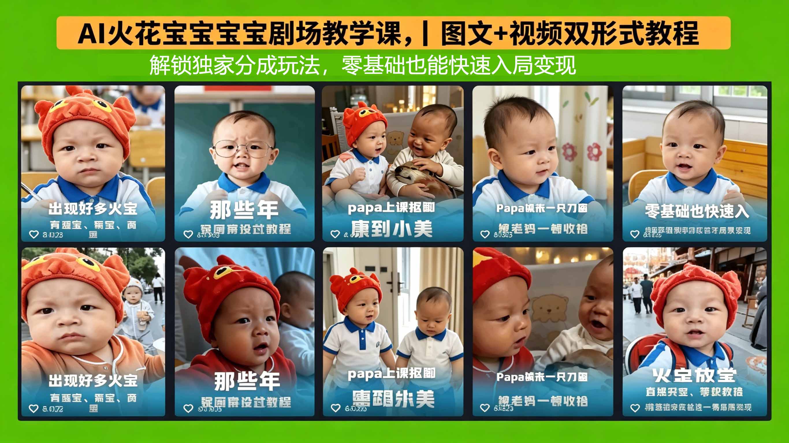 AI火花宝宝宝宝剧场教学课，图文+视频双形式教程，解锁独家分成玩法，零基础也能快速入局变现-鼎铸网